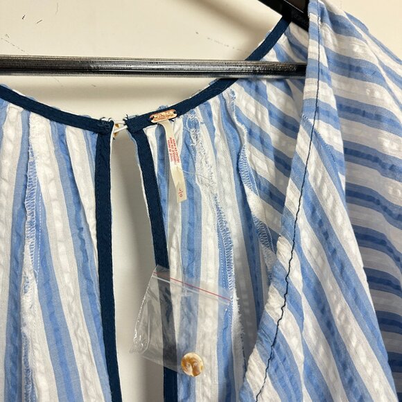 FREE PEOPLE Bop Around Stripe Romper in Oxford Combo Size Large - Picture 7 of 15